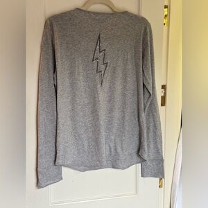 Zadig & Voltaire Heather Gray Lightning Long Sleeve Tee